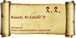 Kosch Kristóf névjegykártya